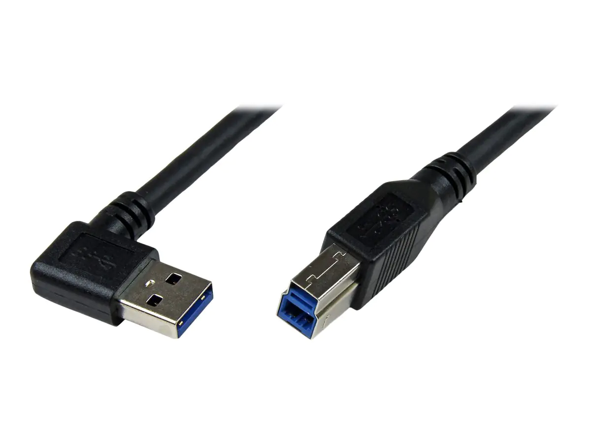 StarTech 1m USB 3.0 SuperSpeed Kabel A auf B rechts gewinkelt - Schwarz - USB3.0 Anschlusskabel - Stecker/Stecker - USB-Kabel - USB Type B (M) zu USB Typ A (M) - USB 3.0 - 1 m - geformt, rechts-gewinkelter Stecker - Schwarz - für P/N: HB30A4AIB, HB30C4AIB
