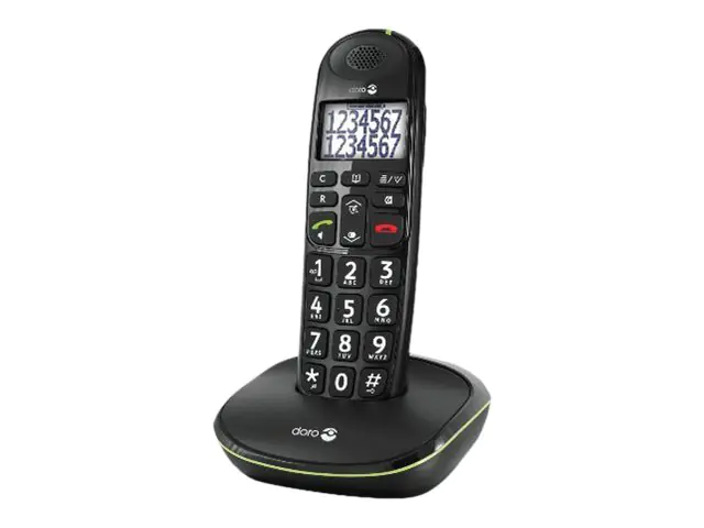 Doro PhoneEasy 110 - Schnurlostelefon mit Rufnummernanzeige/Anklopffunktion - DECTGAP - Schwarz