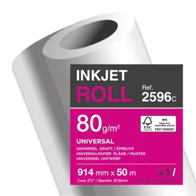 Clairefontaine Inkjetplotterpapier UNIVERSAL 914 mm x 50 m (B x L) 80g/m² hochweiß Clairefontaine Inkjetplotterpapier UNIVERSAL 914 mm x 50 m (B x L) 80g/m² hochweiß