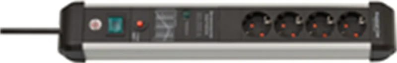 Brennenstuhl 1391010400, 3 m, Drinnen, Abgewinkelt, IP20, Schwarz, Silber, 4 AC-Ausgänge