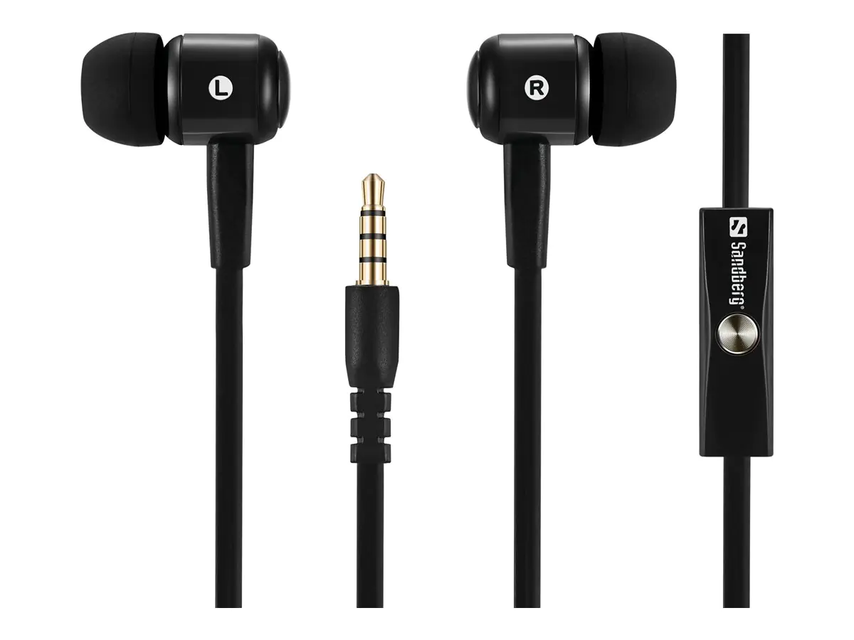 Sandberg Speak'n Go In-Earset - Ohrhörer mit Mikrofon - im Ohr - kabelgebunden - 3,5 mm Stecker - Schwarz