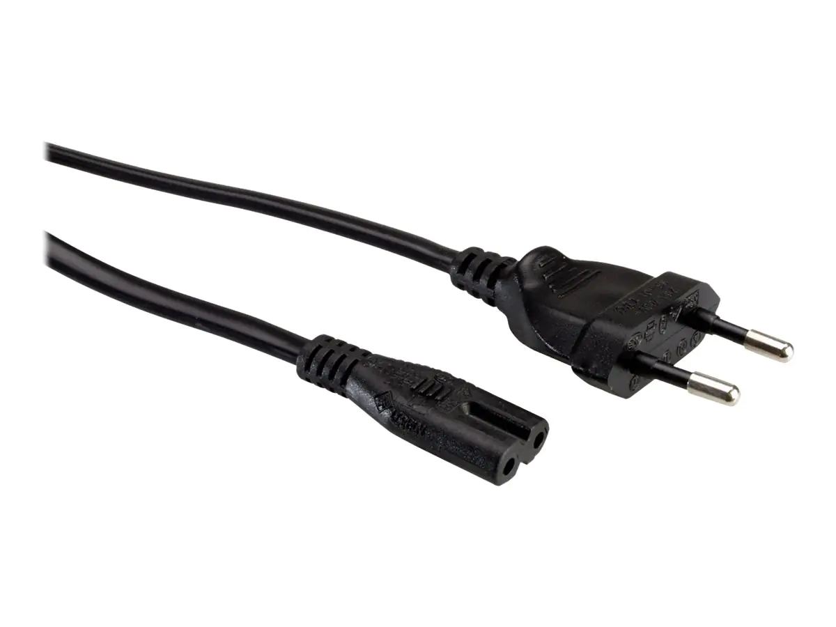 ROLINE Netzkabel Euro-Flachstecker auf C7, 2pol., schwarz 1,8m, 1,8 m, CEE7/16, C7-Koppler, 250 V, 2.5 A 19.07.2096