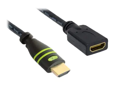 TECHly - HDMI-Verlängerungskabel mit Ethernet - HDMI männlich zu HDMI weiblich - 7.5 m - Doppelisolierung - Schwarz