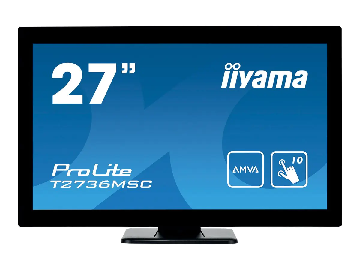 iiyama ProLite T2736MSC-B1 - LED-Monitor - 68.6 cm (27") - Touchscreen - 1920 x 1080 Full HD (1080p) @ 60 Hz - A-MVA - 300 cd/m² - 3000:1 - 4 ms - HDMI, VGA, DisplayPort - Lautsprecher - Schwarz
