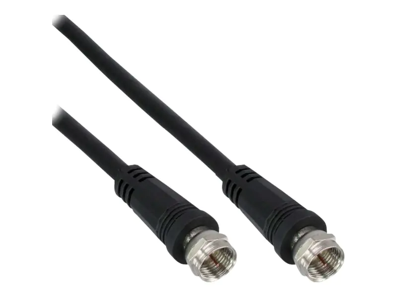 InLine - HF-Kabel - 0.65 mm² - F-Stecker männlich zu F-Stecker männlich - 5 m - doppelt abgeschirmtes Koaxialkabel - 75 dB - Schwarz
