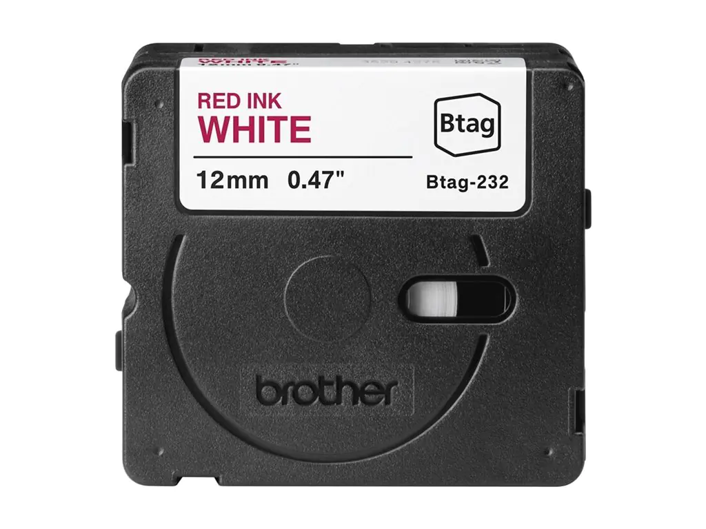 Brother Etikettenband BTAG232 Rot auf Weiß Rolle (1,2 cm x 4 m)