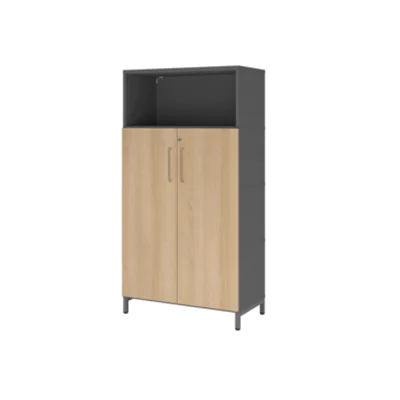 Hammerbacher Regalschrank FlexWall 800 x 1.532 x 417 mm (B x H x T) Flügeltür ohne Rollen Holz