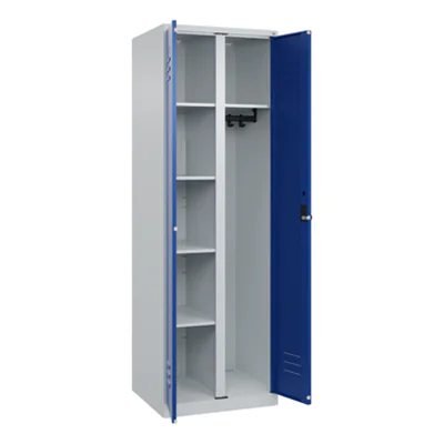 C+P Garderobenschrank Classic PLUS 600 x 1.850 x 500 mm (B x H x T) Stahl Farbe der Front: enzianblau Farbe des Korpus: lichtgrau