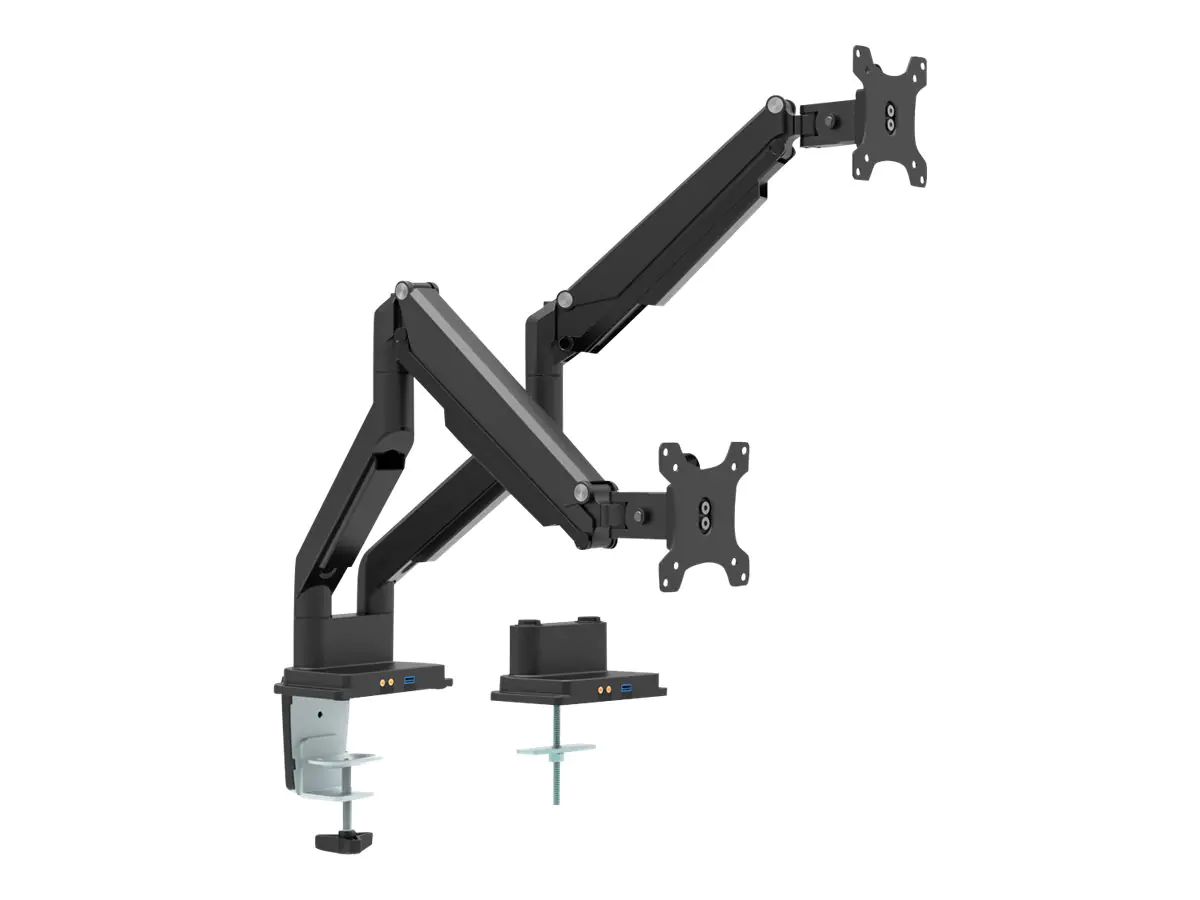 InLine - Befestigungskit - für 2 LCD-Displays - Aluminium - Schwarz - Bildschirmgröße: 43.2-81.3 cm (17"-32") - Tischmontage
