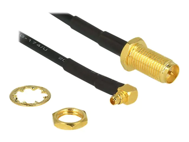 Delock - Antennenkabel - MMCX Stecker zu RP-SMA Stecker - 32 cm - Schwarz - 90° Stecker