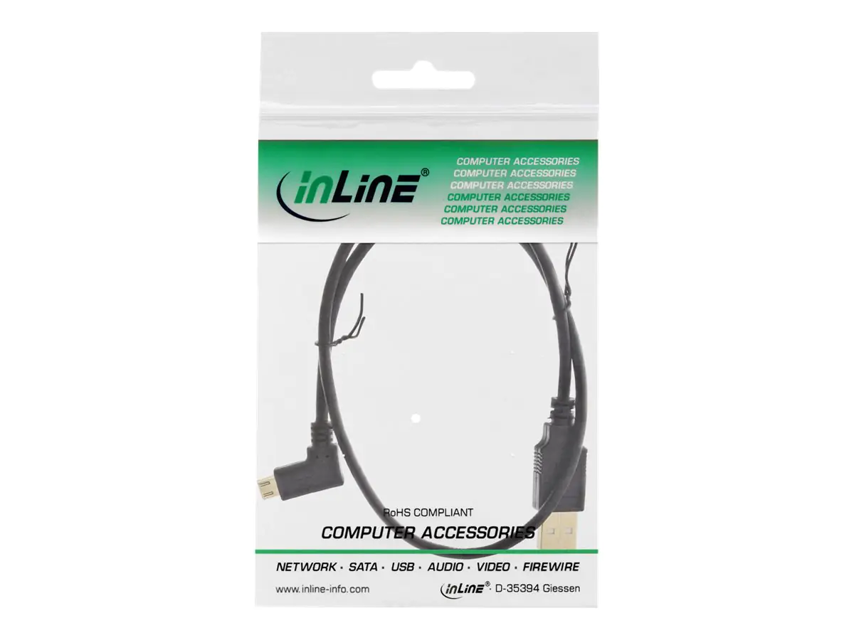 InLine - USB-Kabel - USB (M) bis Micro-USB Typ B (M) gewinkelt - 50 cm - Schwarz
