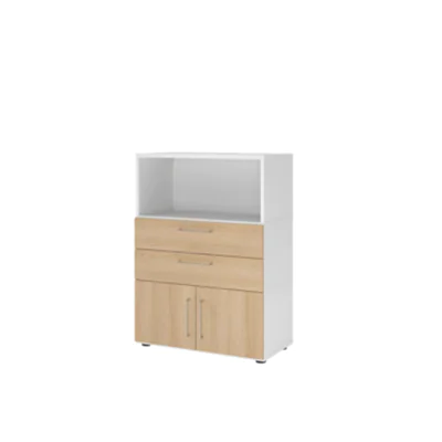Hammerbacher Regalschrank FlexWall 800 x 1.100 x 417 mm (B x H x T) Flügeltür ohne Rollen Holz
