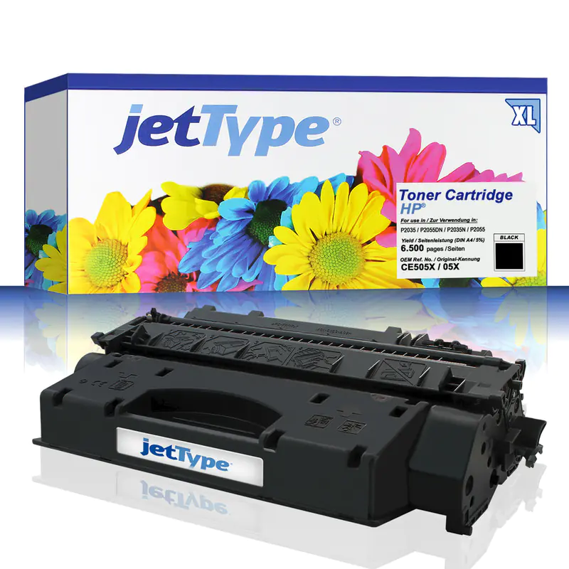 jetType Toner kompatibel zu HP CE505X 05X schwarz 6.500 Seiten Große Füllmenge 1 Stück jetType Toner kompatibel zu HP CE505X 05X schwarz 6.500 Seiten Große Füllmenge 1 Stück