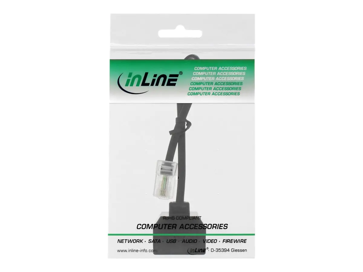 InLine - ISDN-Splitter - RJ-45 (W) bis RJ-45 (M) - 15 cm - Schwarz