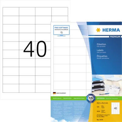 HERMA Etikett PREMIUM 4474 48,5x25,4mm weiß 4.000 St./Pack. HERMA Etikett PREMIUM 4474 48,5x25,4mm weiß 4.000 St./Pack.