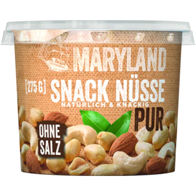 MARYLAND Nussmischung Pur Erdnüssen, Cashewkernen, Mandeln 275 g/Pack. MARYLAND Nussmischung Pur Erdnüssen, Cashewkernen, Mandeln 275 g/Pack.