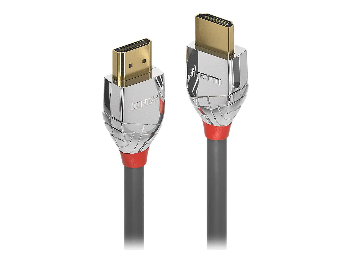 Lindy Cromo Line - HDMI-Kabel mit Ethernet - HDMI männlich zu HDMI männlich - 1 m - Dreifachisolierung - Grau - 4K Unterstützung