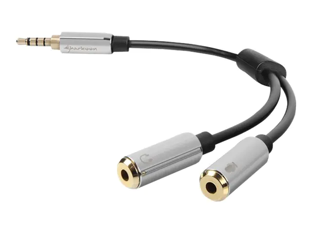 Sharkoon PMP35 - Audio-Adapter - 4-poliger Mini-Stecker (M) bis Stereo Mini-Klinkenstecker (W) - 12 cm