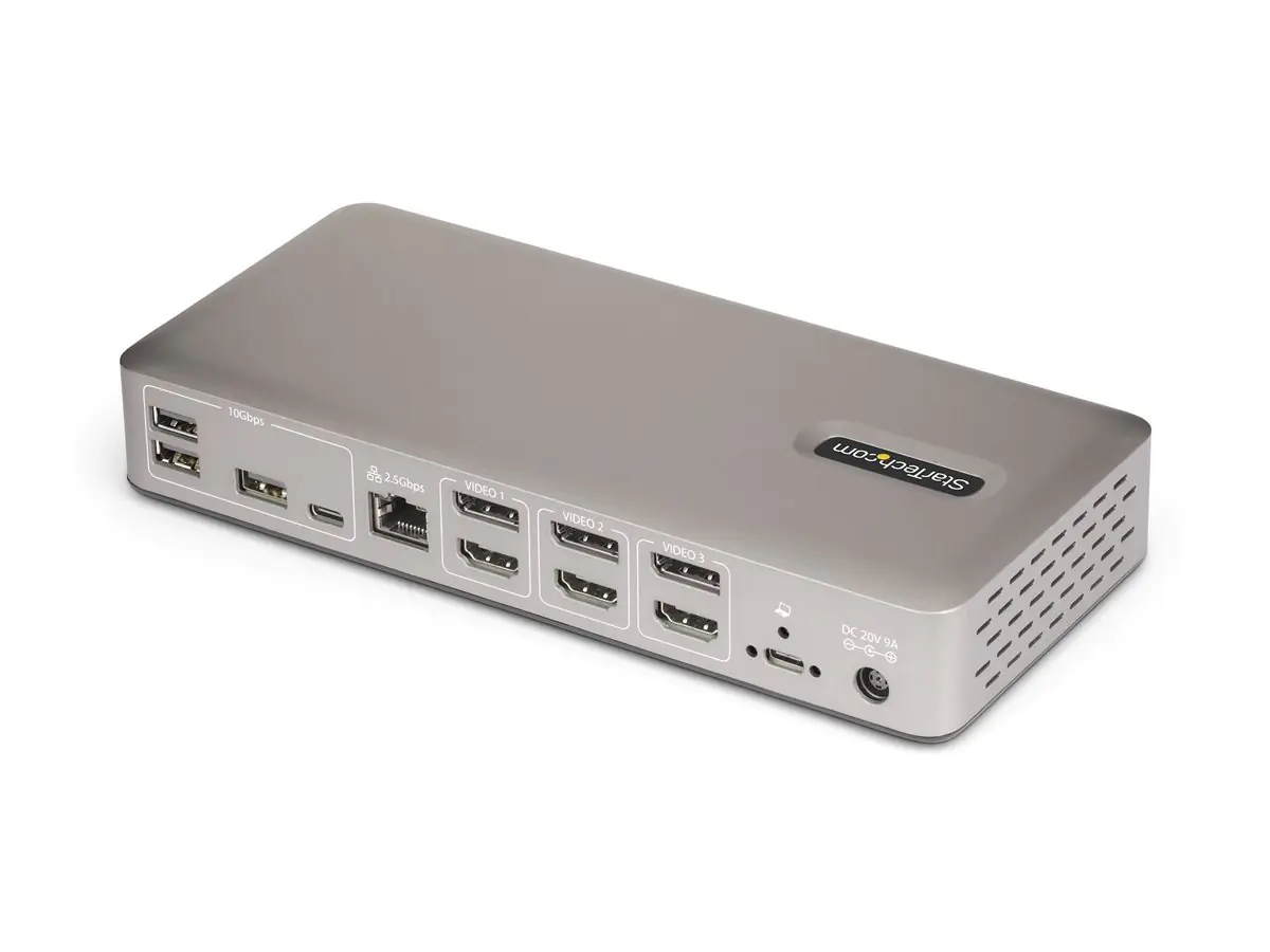 StarTech.com Triple-Monitor USB4 Docking Station, 4K 60Hz HDMI or DisplayPort, 100W Laptop Charging,