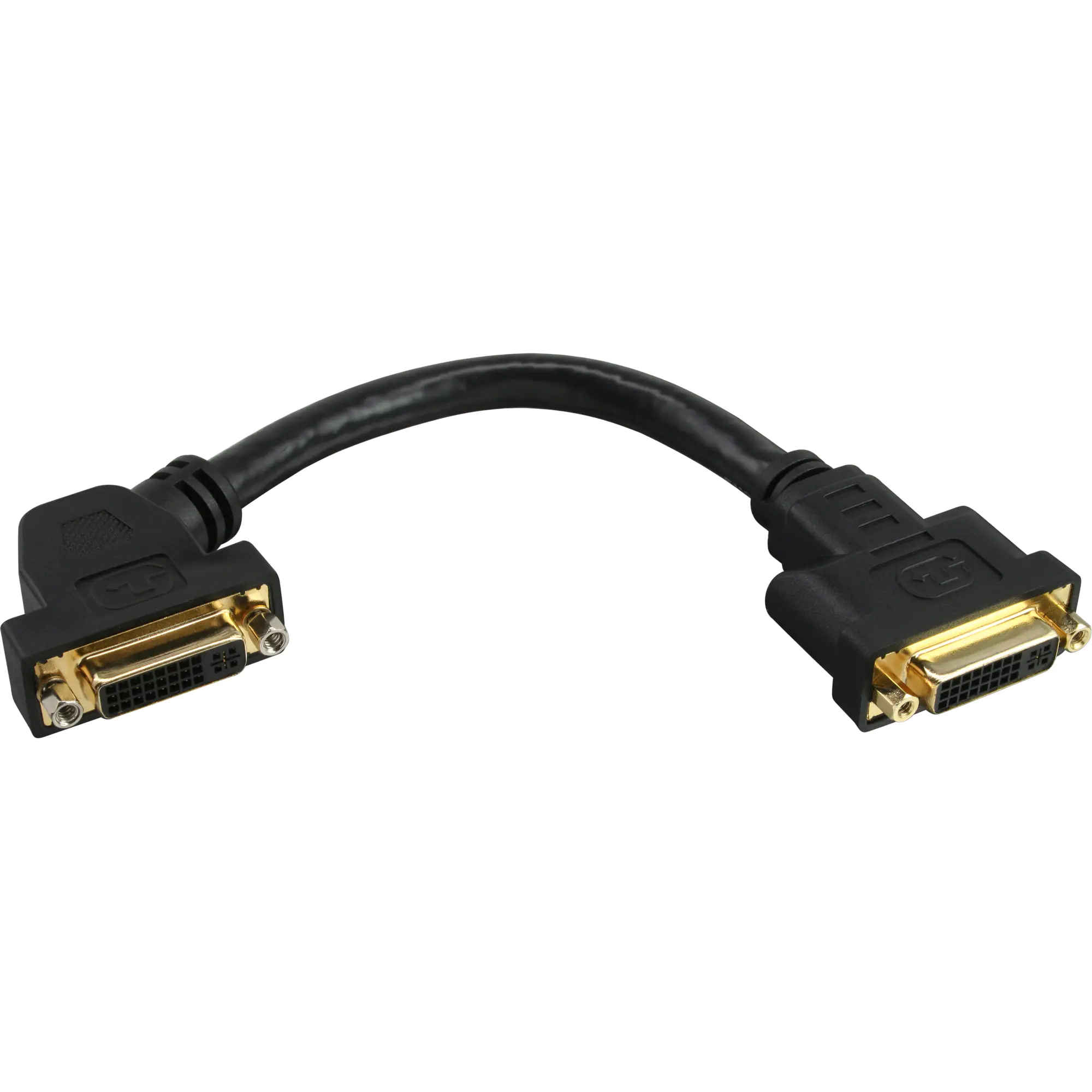 InLine - DVI-Adapter - DVI-I (W) zu DVI-I (W) - 20 cm - 45° Stecker, Daumenschrauben - Schwarz