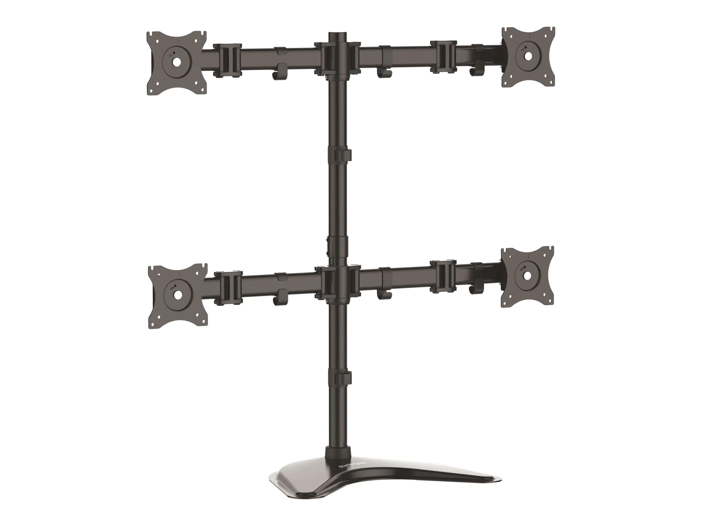 StarTech Vierfach-Monitorhalter - Schwenkbar - Verstellbarer 4 Monitorständer - Für VESA Monitore bis zu 27 Zoll (8 Kg) - Aufstellung für 4 Monitore - Aluminium, stabiler Stahl - Schwarz - Bildschirmgröße: 33-68.6 cm (13"-27") - Schreibtisch-Ständer