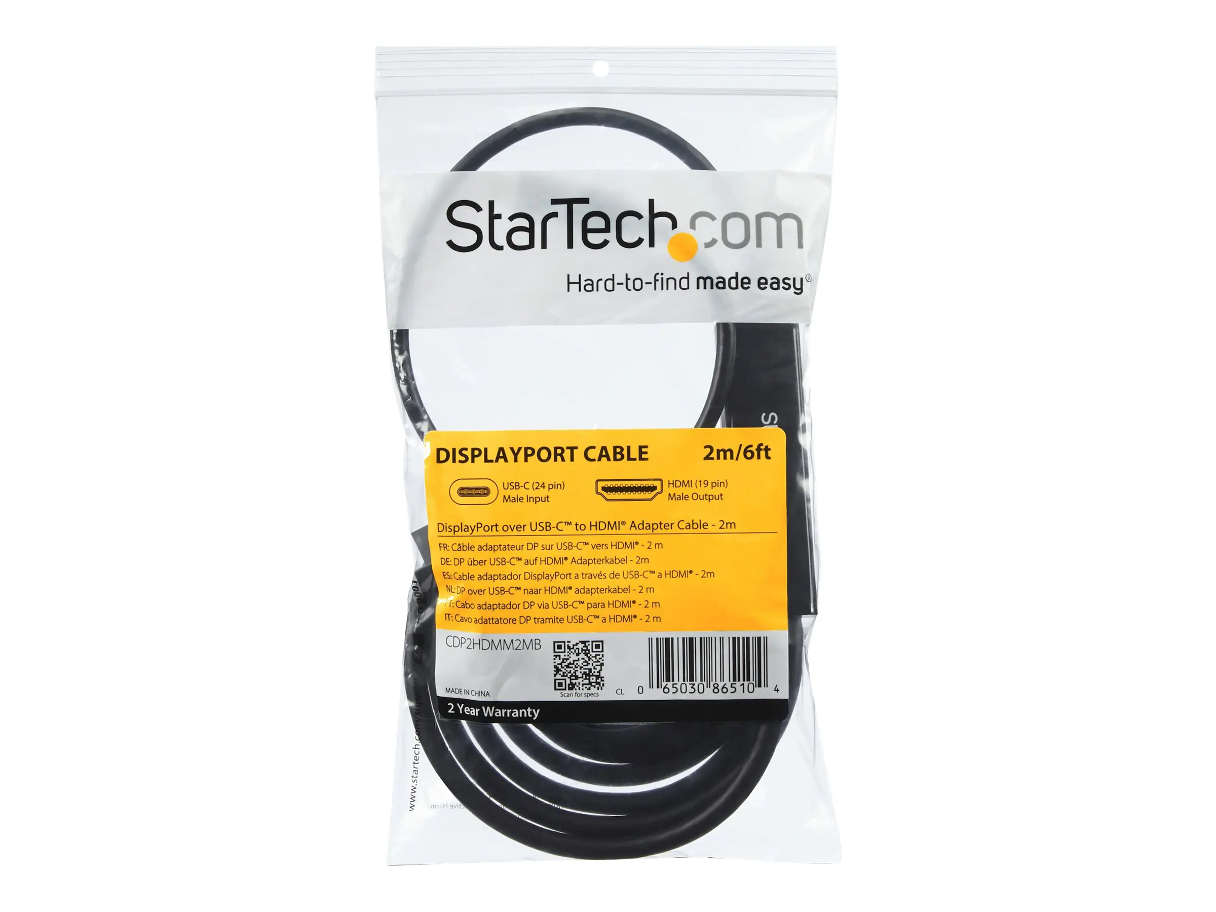 StarTech USB-C auf HDMI Adapterkabel - 2m - Thunderbolt 3 kompatibel - USB Type-C zu HDMI Konverter Kabel- 4K 30Hz - Externer Videoadapter - USB-C - HDMI - für P/N: TB33A1C
