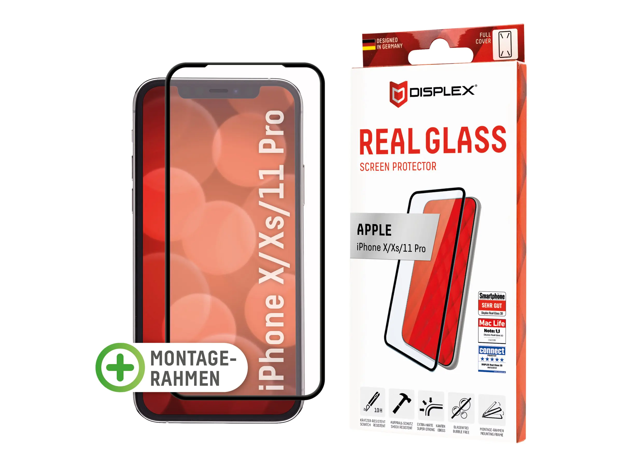 DISPLEX Real Glass - Bildschirmschutz für Handy - volle Abdeckung - Glas - 5.8" - für Apple iPhone 11 Pro, X, XS