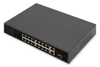 Digitus - Switch - unmanaged - 16 x 10/100 (PoE) + 1 x 10/100/1000 (Uplink) + 1 x 10/100/1000/SFP - an Rack montierbar - PoE (185 W)