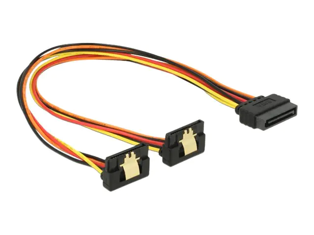 Delock - Spannungsversorgungs-Verlängerungskabel - SATA-Stromstecker (M) eingerastet bis SATA-Stromstecker (W) Metallclip - 30 cm - Schwarz, Gelb, Rot, orange