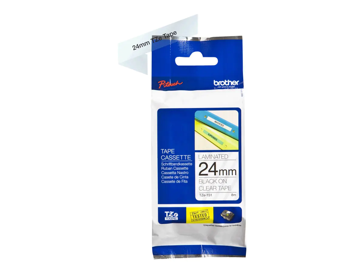 Brother TZe-151 - Selbstklebend - schwarz auf durchsichtig - Rolle (2,4 cm x 8 m) 1 Kassette(n) laminiertes Band - für Brother PT-P950; P-Touch Cube PT-P910; P-Touch Cube Plus PT-P710; P-Touch Cube Pro PT-P910 Brother TZe-151 - Selbstklebend - schwarz auf durchsichtig - Rolle (2,4 cm x 8 m) 1 Kassette(n) laminiertes Band - für Brother PT-P950; P-Touch Cube PT-P910; P-Touch Cube Plus PT-P710; P-Touch Cube Pro PT-P910