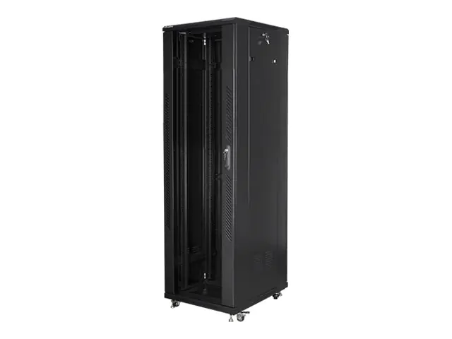 Lanberg FF01 series V2 - Schrank Netzwerkschrank - flat pack, LCD, with mesh door, 600x1000 - mit 6 Ventilatoren - freistehend - RAL 9004, Schwarz - 42HE - 48.3 cm (19") FF01-6042-23BL