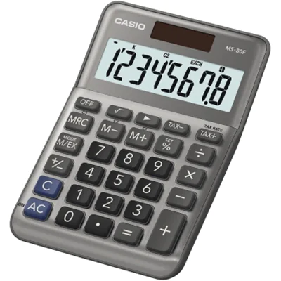 CASIO® Tischrechner MS-80F 101 x 27,6 x 148,5 mm (B x H x T) Solar-Energie, Batterie silber CASIO® Tischrechner MS-80F 101 x 27,6 x 148,5 mm (B x H x T) Solar-Energie, Batterie silber