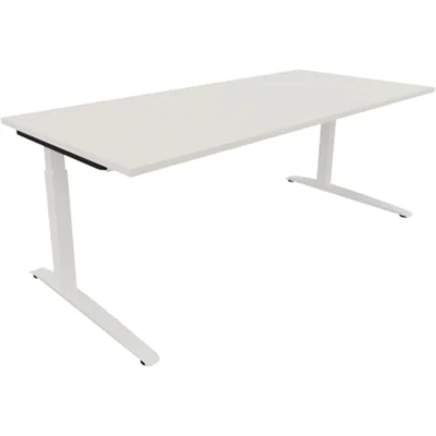 Schreibtisch Kufe Einzels. Quadrat B2000xT900xH650-850 ws/Weiß