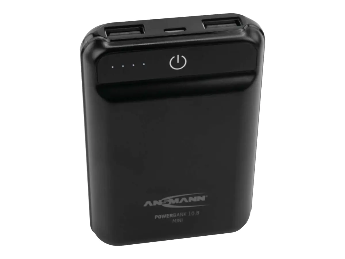 ANSMANN Powerbank 10.8 Mini - Powerbank - 10000 mAh - 37 Wh - 2.4 A - 2 Ausgabeanschlussstellen (USB) - Schwarz
