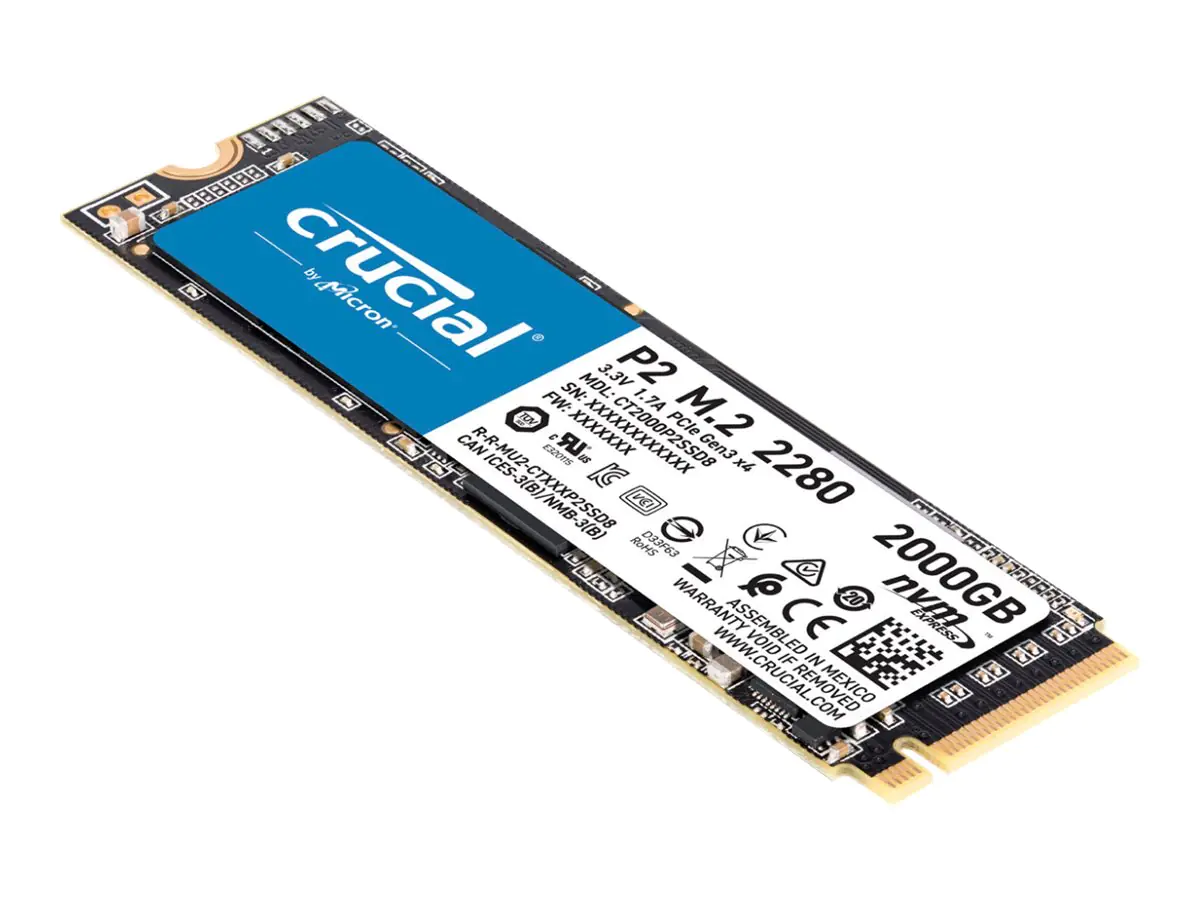 Crucial P2 - SSD - 2 TB - intern - M.2 2280 - PCIe 3.0 x4 (NVMe) CT2000P2SSD8