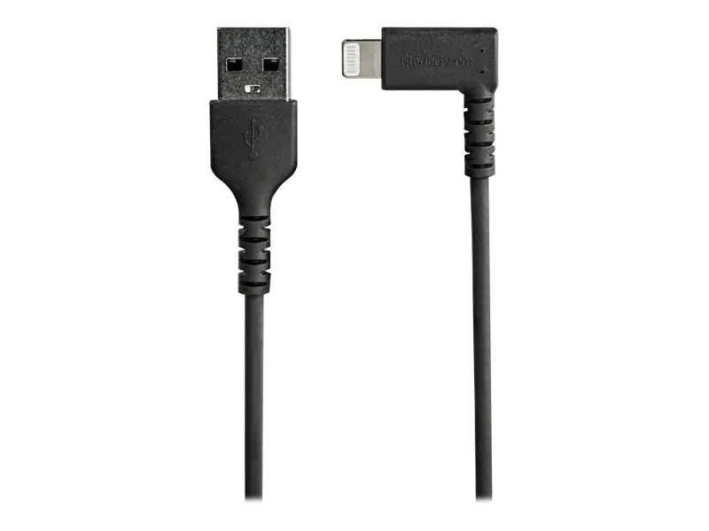 StarTech 2m USB-A auf Lightning-Kabel - 90° rechtwinkliges USB Typ-A auf Ladekabel - Synchronisationskabel - Apple MFi-zertifiziert iPad/iPhone 12 - Schwarz (RUSBLTMM2MBR) - Lightning-Kabel - Lightning männlich gewinkelt zu USB männlich - 2 m - Doppelisol