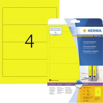 HERMA Ordneretikett 5096 192x61mm sk gelb 80 St./Pack. HERMA Ordneretikett 5096 192x61mm sk gelb 80 St./Pack.