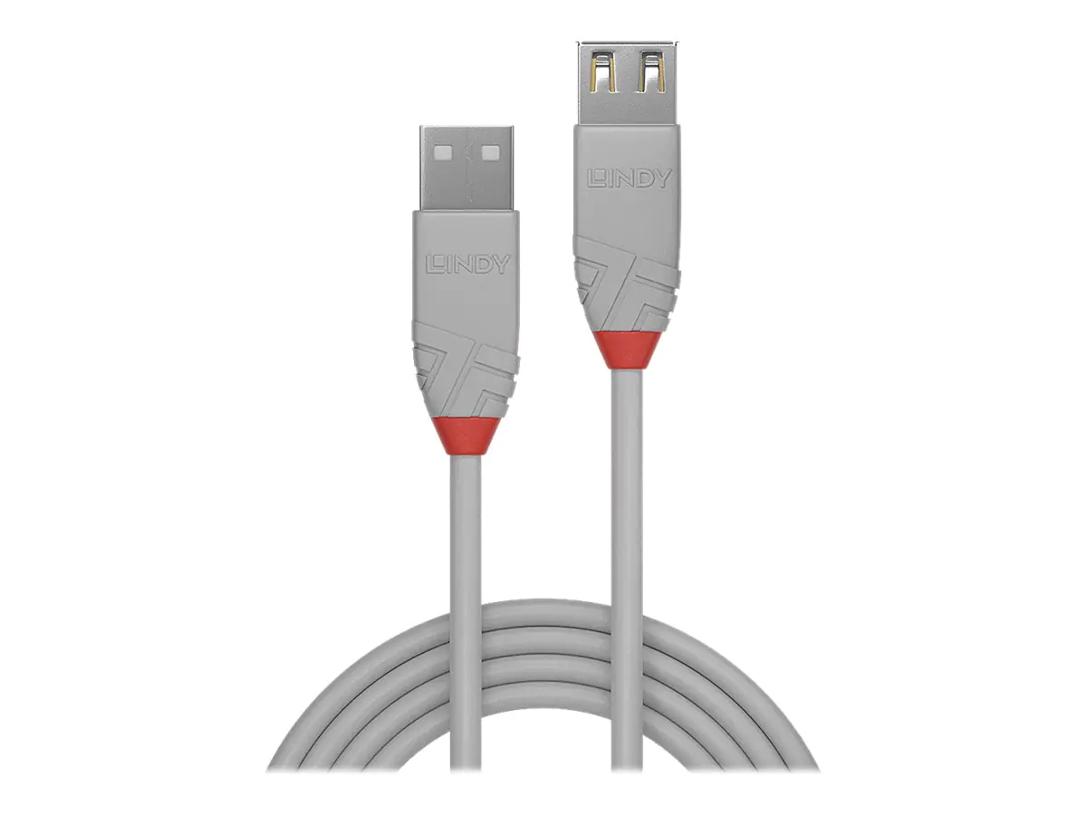 Lindy Anthra Line - USB-Verlängerungskabel - USB (M) zu USB (W) - USB 2.0 - 2 m - rund - Grau
