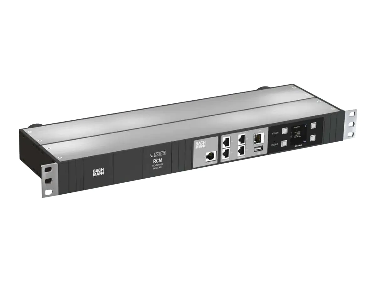 Bachmann BlueNet BN3000 RCM Inline - Überwachungseinheit für Stromversorgung (Rack - einbaufähig) - Wechselstrom 400 V - 22100 VA - 3 Phasen - Ethernet 10/100 - 1U - 48.3 cm (19")