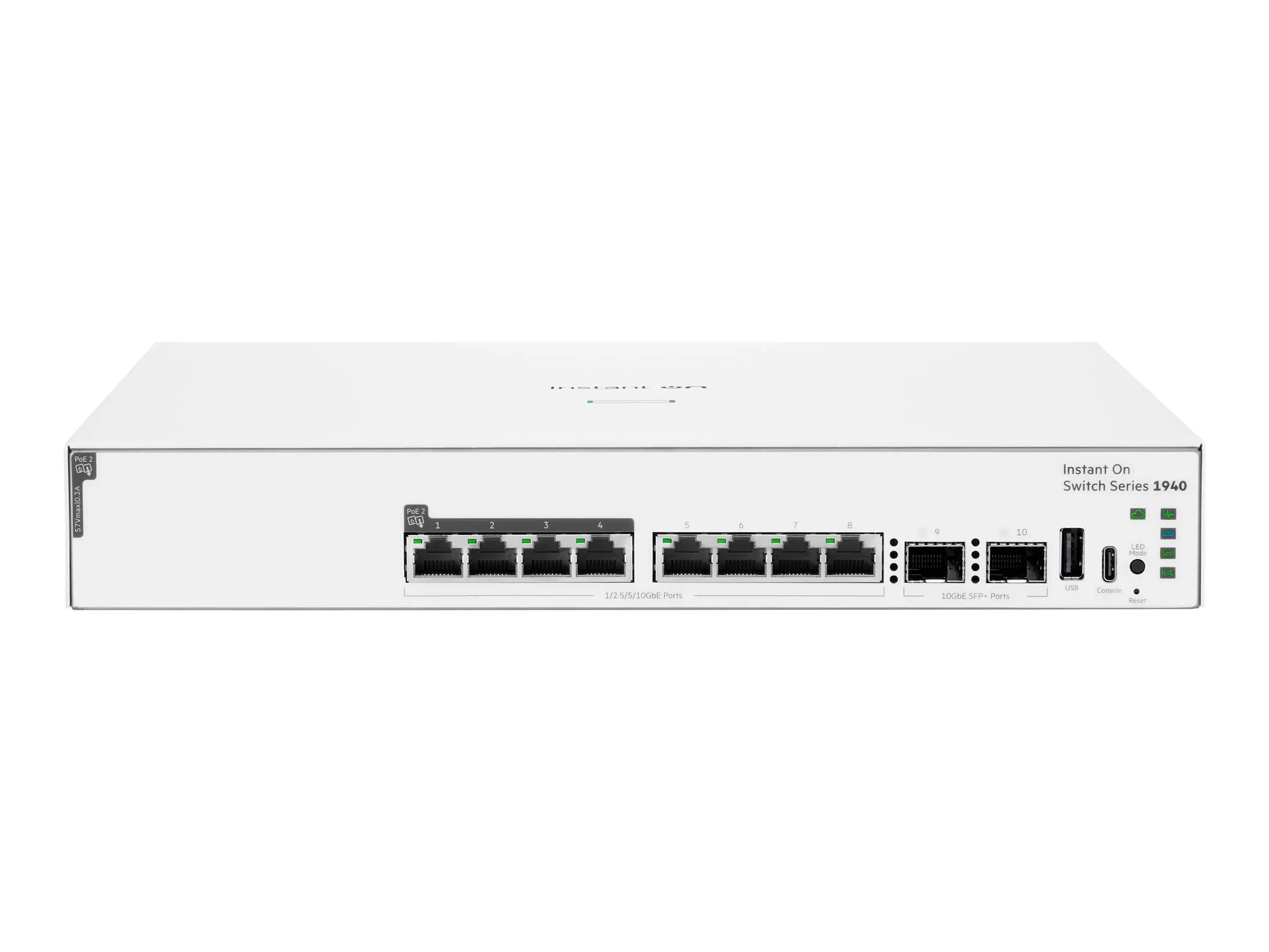 HPE Networking Instant On 1940 8p SR10 4p CL6 PoE 2p SFP+ 120W - Switch - L2+ - managed - 4 x 100/1000/2.5G/5G/10GBase-T + 4 x 100/1000/2.5G/5G/10G (PoE++) S4A36A