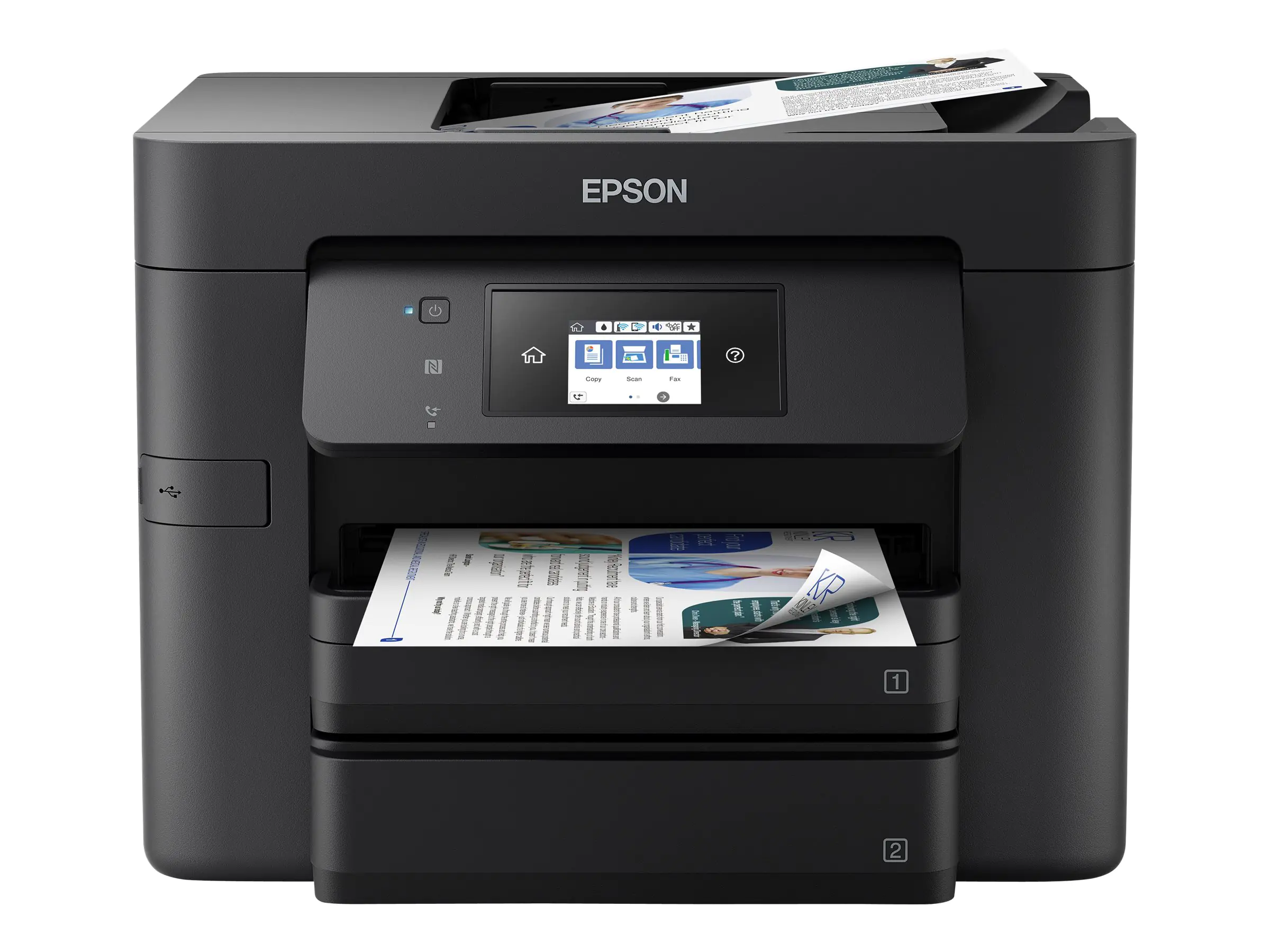 Epson WorkForce Pro WF-4730DTWF - Multifunktionsdrucker - Farbe - Tintenstrahl - A4/Legal (Medien) - bis zu 20 Seiten/Min. (Drucken) - 500 Blatt - 33.6 Kbps - USB 2.0, LAN, Wi-Fi(n), USB-Host, NFC