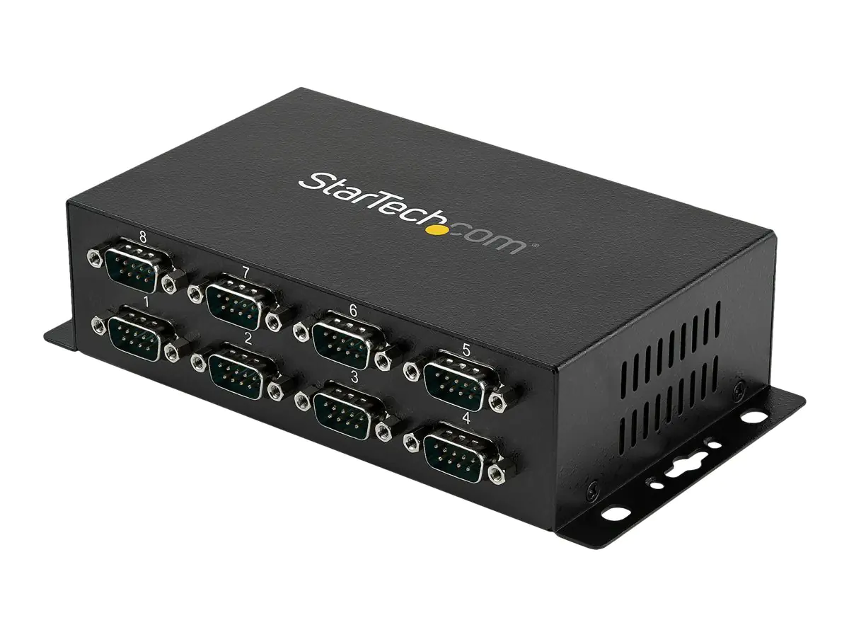 StarTech 8 Port USB auf Seriell RS-232 Adapter Hub - DIN-Schienen und Wandmontage fähig - USB zu RS232 DB9 Konverter - Serieller Adapter - USB 2.0 - RS-232 x 8 - Schwarz