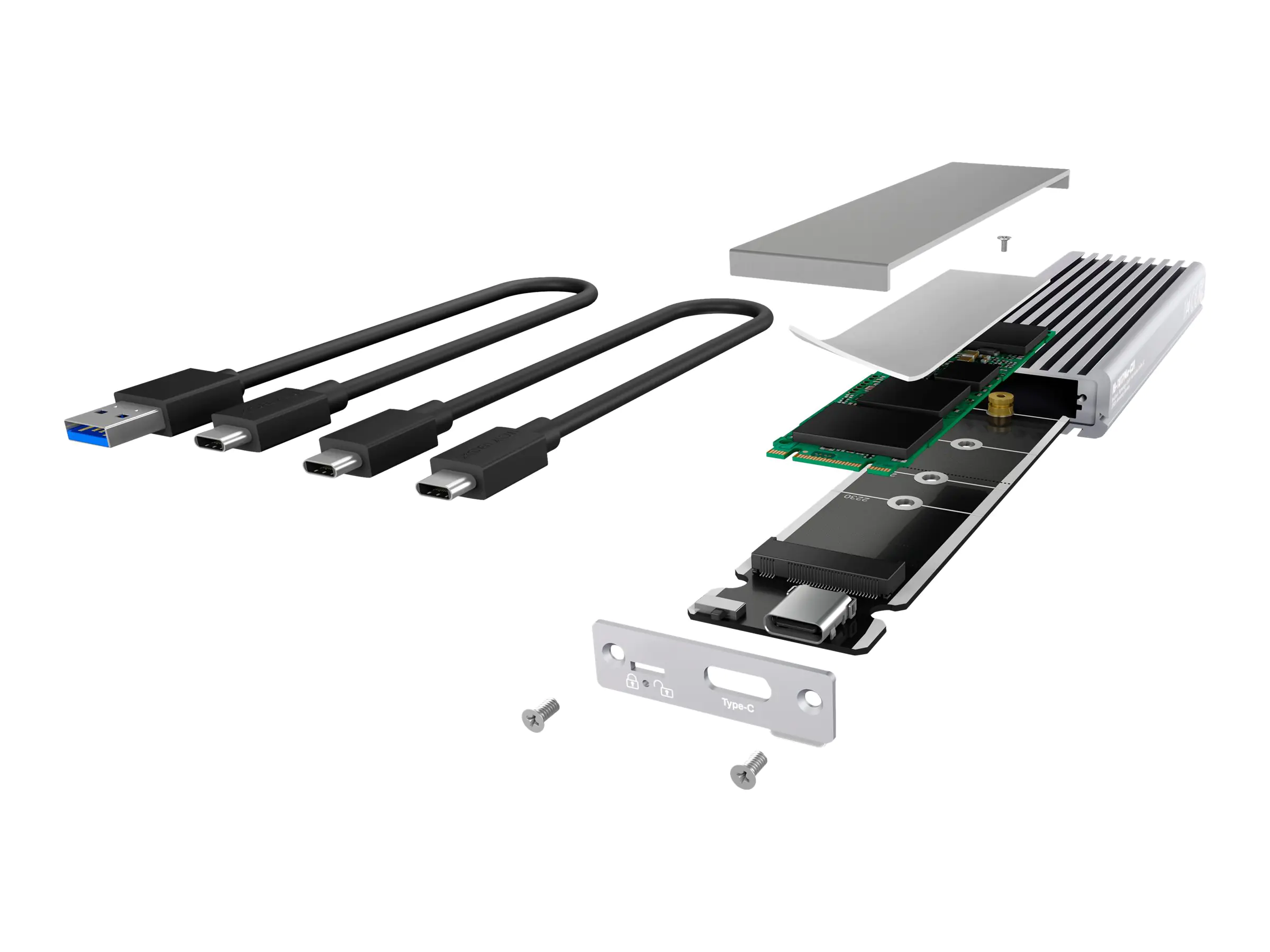 ICY BOX Speichergehäuse mit Datenanzeige - M.2 M.2 NVMe Card - USB 3.1 (Gen 2) - IB-1817MA-C31