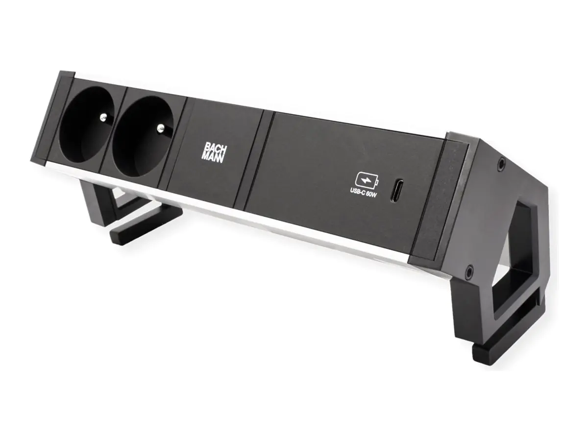 Bachmann Desk 2 Alu - Indoor - Typ E - Aluminium - Kunststoff - Aluminium - Schwarz - 2 AC-Ausgänge