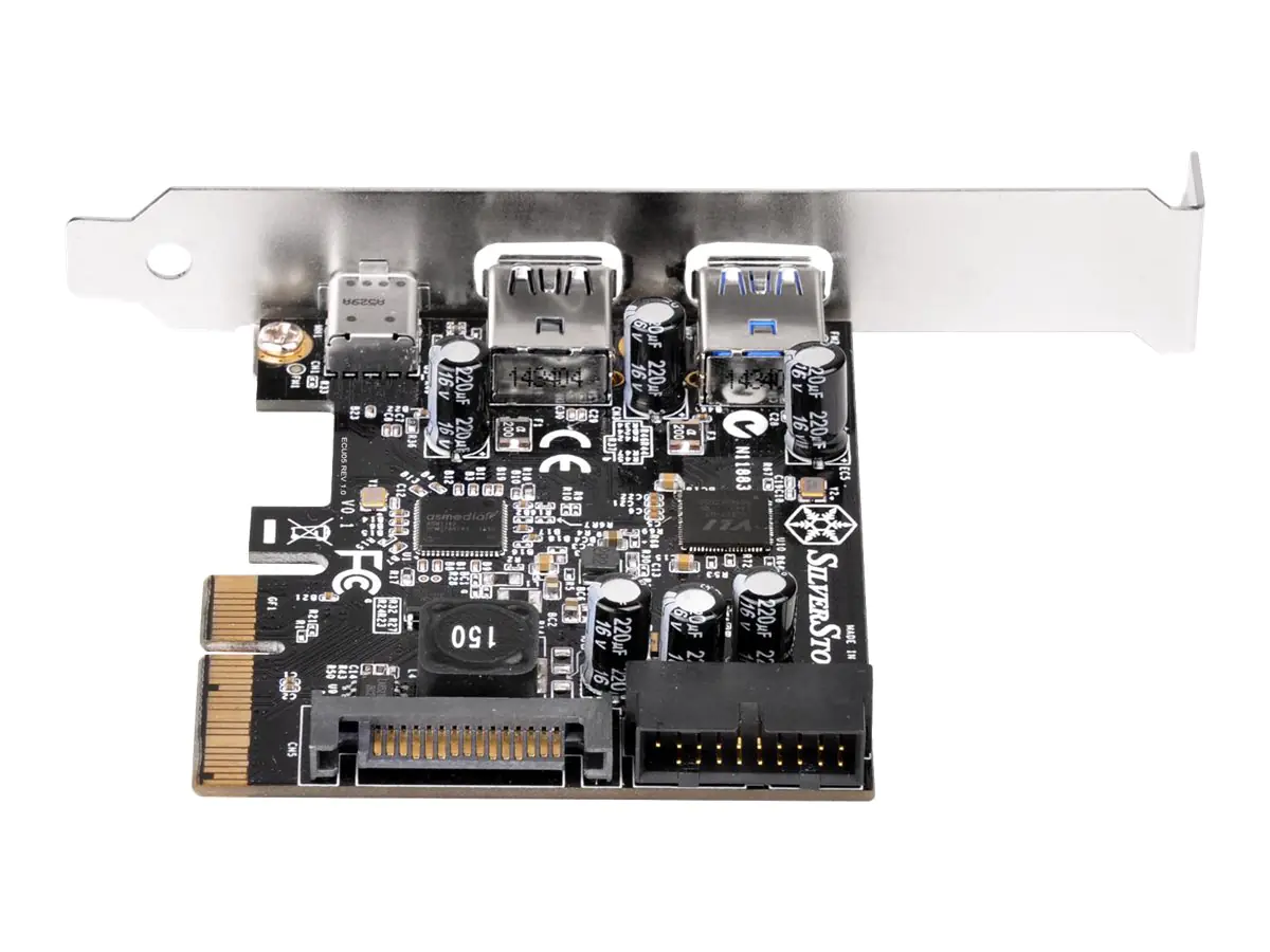 SilverStone ECU05 - USB-Adapter - PCIe 2.0 x2 Low-Profile - USB-C 3.1 x 1 + USB 3.0 x 2 + USB 3.0 (intern) SST-ECU05