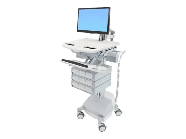Ergotron Wagen - offene Architektur - für LCD-Display / PC-Ausrüstung - medizinisch - Aluminium, verzinker Stahl, hochwertiger Kunststoff - Grau, weiß, Polished Aluminum - Bildschirmgröße: bis zu 61 cm (bis zu 24 Zoll) SV44-1291-2