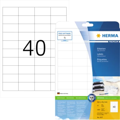 HERMA Etikett PREMIUM 4357 48,5x25,4mm sk weiß 1.000 St./Pack. HERMA Etikett PREMIUM 4357 48,5x25,4mm sk weiß 1.000 St./Pack.