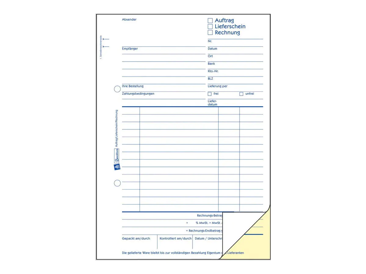 Avery Zweckform Formular für Bestellung/Lieferung/Rechnung - 40 Blatt - A5 (148 x 210 mm) 1739