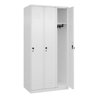 C+P Kleiderspind Classic PLUS 900 x 1.850 x 500 mm (B x H x T) 3 Abteile Stahl verkehrsweiß