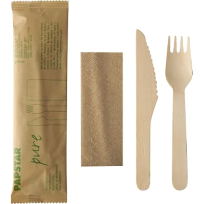 PAPSTAR Besteckset pure 88229 Holz Papierbeutel 50 St./Pack. PAPSTAR Besteckset pure 88229 Holz Papierbeutel 50 St./Pack.